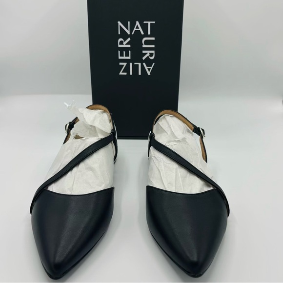 Naturalizer Shoes - Naturalizer Womens Hawaii Pointed Toe Slingback Flats Black Leather 7M